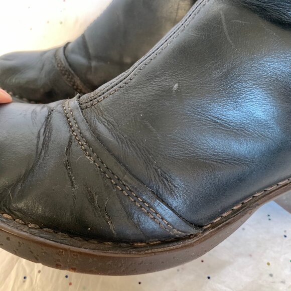 The Art Company Black Leather y2k Chunky Wool Sock Boot Molded Heel 40 Bohemian - Picture 10 of 16